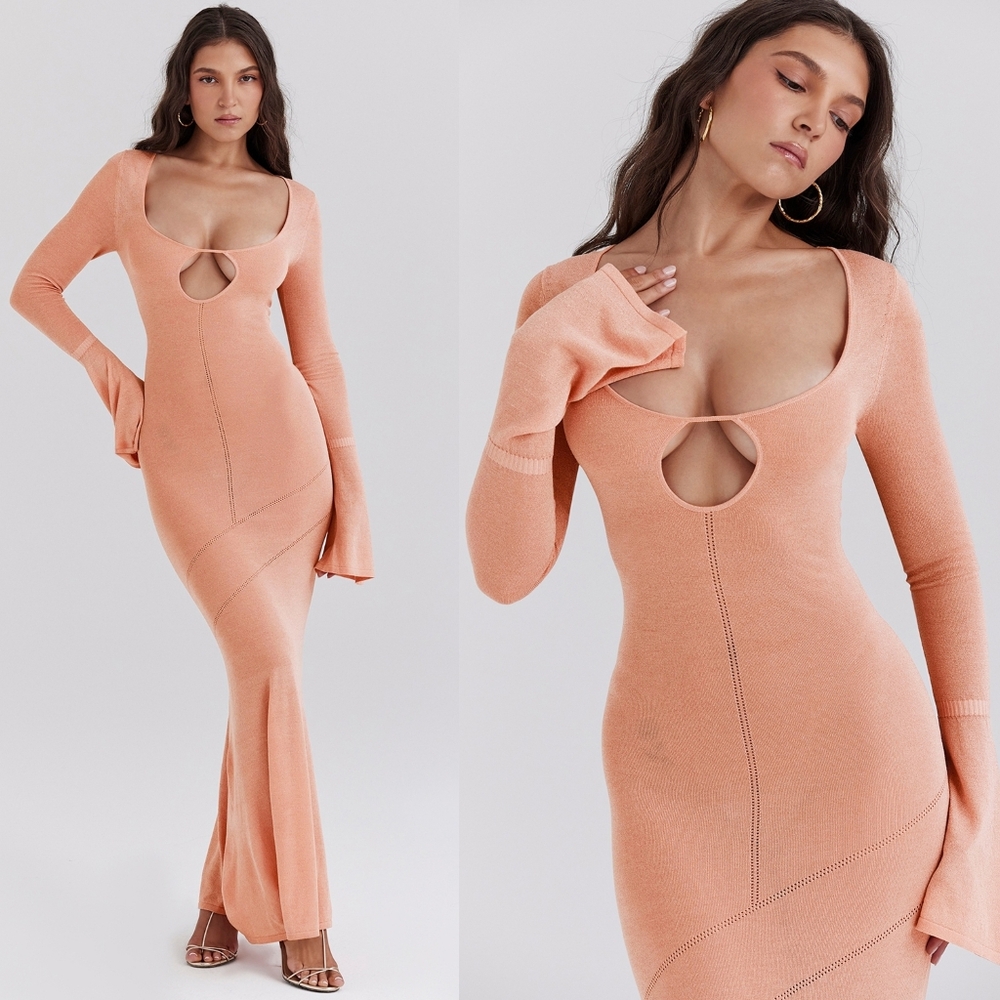 HOUSE OF CB 'Sereia' Sorbet Metallic Knit Maxi Dress